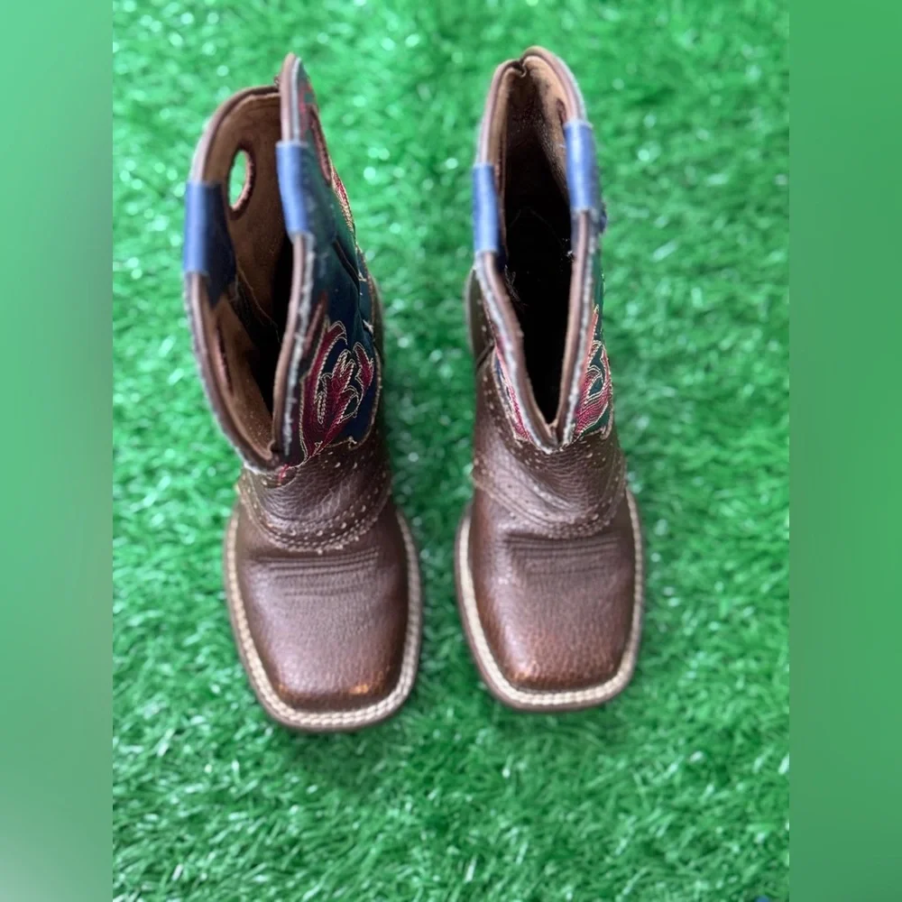 Justin‎ Western Boots Boys Rawhide Saddle Dark Brown 2520JR Size 9D